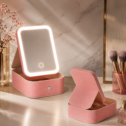 Estuche Maquillaje Portatil Espejo LED